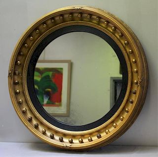 Large Antique Giltwood Bullseye Mirror