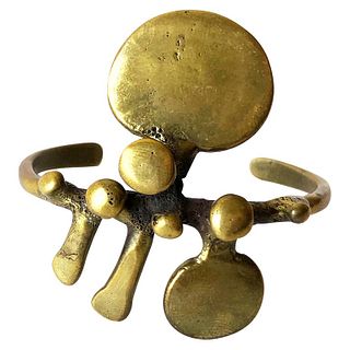 Vintage Jack Boyd San Diego Mid Century Modernist Bronze Spore Cuff Bracelet