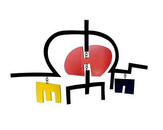 Manuel Marzo Mart Primary Color Painted Steel Post Modernist Kinetic Mobile