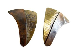 Art Smith Copper Brass American Modernist Earrings