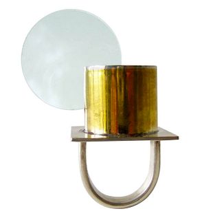 Heidi Abrahamson Sterling Silver Brass Acrylic Disc Ring