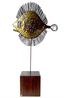 Emaus Benedictine Monks Brass Glass Mosaic Mexican Modernist Fish Sculpture