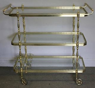 Fine Quality & Large Brass 3 Tier T Cart
