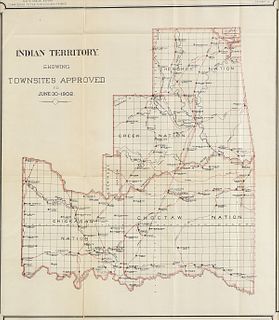 AN ANTIQUE MAP, "Indian Territory Showing Townsites Approved to June 30, 1902," NEW YORK,