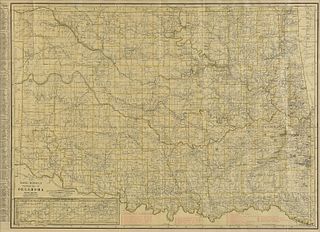 AN ANTIQUE MAP, "Rand McNally Standard Map of Oklahoma," CHICAGO, EARLY 20TH CENTURY,