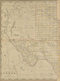 AN ANTIQUE MAP, "Western Half Of Texas," CHICAGO, CIRCA 1889,