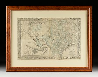 AN ANTIQUE RECONSTRUCTION ERA MAP, "County Map of the State of Texas, Also showing portions of adjoining States and Territories," PHILADELPHIA, 1873,