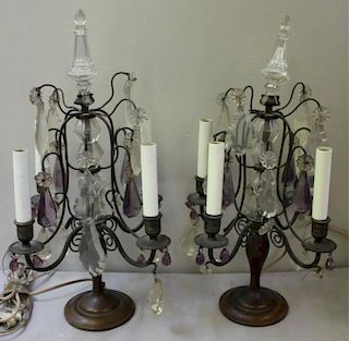 Pair of Antique Girandole Table Lamps.
