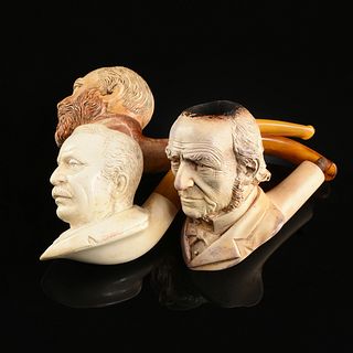 A GROUP OF SEVEN ANGLO-AUSTRIAN CARVED MEERSCHAUM PIPES, LATE 19TH/EARLY 20TH CENTURY, 