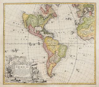 AN ANTIQUE MAP, "Americæ Mappa Generalis," 1746, 