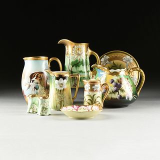 A GROUP OF NINE GREEN AND GOLD PORCELAIN TABLEWARES, BAVARIA, EARLY 2OTH CENTURY, 
