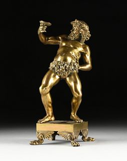 AFTER THE ANTIQUE GILT BRONZE SCULPTURE OF A DRUNKEN BACCHUS, SIGNED CODINA V, POSSIBLY SPANISH, LATE 19TH/EARLY 20TH CENTURY,