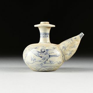 A VIETNAMESE/ANNAMESE BLUE AND WHITE PORCELAIN KENDI, SHIPWRECK ARTIFACT, LATE 15TH/ EARLY16TH CENTURY,