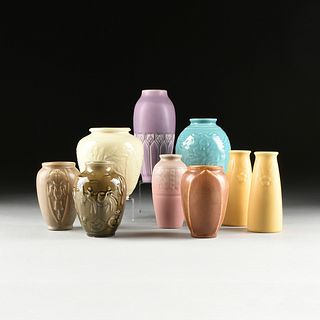 A GROUP OF NINE ROOKWOOD POTTERY VASES, 20TH CENTURY,