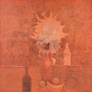 PAUL MAXWELL (American 1925-2015) A PAINTING, "Still Life with Blazing Sun," 1966,