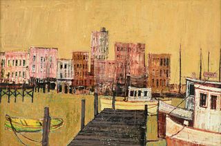 HERBERT RICHARD MEARS (American/Texas 1923-1999) A PAINTING, "Galveston Pier,"