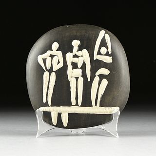 after PABLO PICASSO (Spanish/French 1881-1973) A SCULPTURE, "Figures on Trampoline,"
