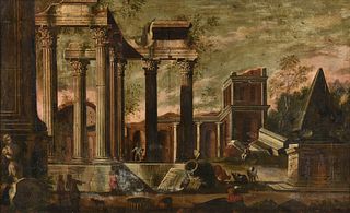 attributed to GIOVANNI PAOLO PANINI (Italian 1691-1765) A PAINTING, "A Capriccio Landscape,"