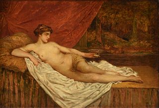 GEORGE ADOLPHUS STOREY (English 1834-1919) A PAINTING, "Reclining Nude,"