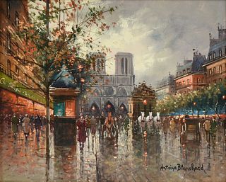 ANTOINE BLANCHARD (1910-1980) A PAINTING, "Cathedral Notre Dame,"