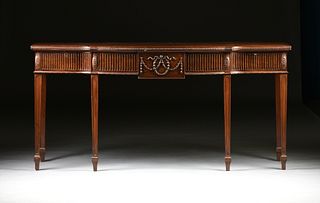 A GEORGE III BURLED AND CARVED MAHOGANY SERVING TABLE, LATE 18TH/ EARLY 19TH CENTURY, 