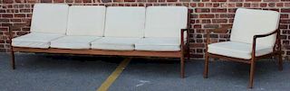 Midcentury Ole Wanscher 4 Seat Sofa and Lounge
