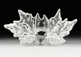 A LARGE LALIQUE FROSTED AND CLEAR CRYSTAL CENTER BOWL, LE CHAMPS-ELYSEES PATTERN, DESIGNED BY MARC LALIQUE, ENGRAVED SIGNATURE, MODERN,