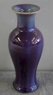 Chinese Antique 19th C Flambe Porcelain Vase.