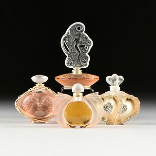 A GROUP OF FOUR FRENCH LALIQUE PERFUME BOTTLES FROM THE FLACON COLLECTION, PARIS, 21ST CENTURY,