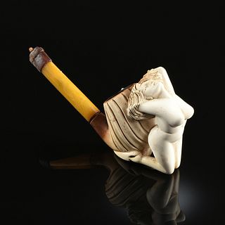 TWO EROTIC MEERSCHAUM TOBACCO PIPES, LATE 19TH/EARLY 20TH CENTURY,