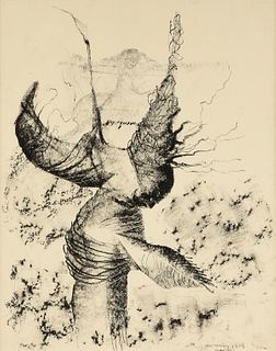 KELLY FEARING (American 1918-2011) A DRAWING, "Root Form,"