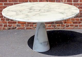 Angelo Mangiarotti Italian Marble Pedestal Table.