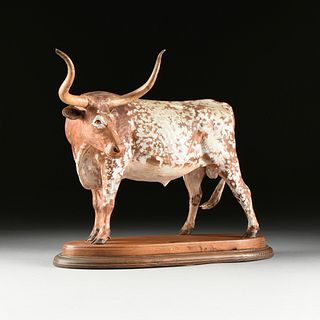 RONALD REED (American 20th Century) A SCULPTURE, "Texas Longhorn Bull,"