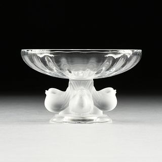 A LALIQUE FROSTED AND CLEAR CRYSTAL "NOGENT" COUPE, FRANCE, MID 20TH CENTURY,