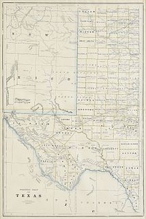 AN ANTIQUE MAP, "Western Half Of Texas," CHICAGO, ILLINOIS, 19TH/20TH CENTURY,