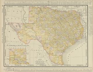 AN ANTIQUE MAP, "Rand McNally & Co.'s New 11" x 14" Map of Texas," CHICAGO, CIRCA 1895, 