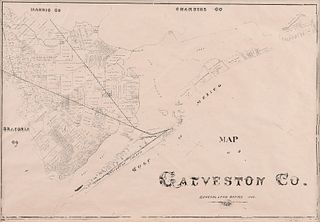 A FACSIMILE DECORATIVE MAP, "Map of Galveston Co. General Land Office 1883," 