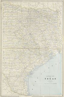 AN ANTIQUE MAP, "Eastern Half of Texas," CHICAGO, 1880-1900,