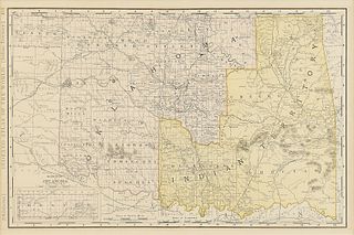 AN ANTIQUE MAP, "Rand McNally & Co. New Business Atlas Map of Indian Territory & Oklahoma," CHICAGO, CIRCA 1892,