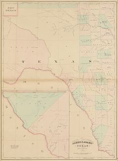 AN ANTIQUE MAP, "Texas Western Portion," 1874, 