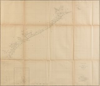 AN ANTIQUE RECONSTRUCTION ERA SURVEY MAP, "U.S. Coast Survey, Sketch 1, Showing the Progress of the Survey in Section IX from 1848-1875," 1875,