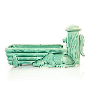 HAND CRAFTED CERAMIC WATERING TROTH WITH SLEEPING DOG