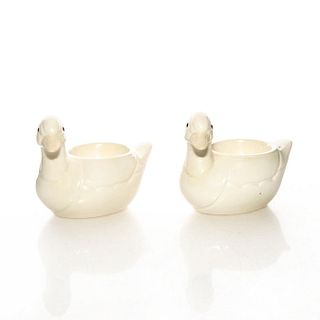 PAIR, TIFFANY & CO WHITE CERAMIC DUCK EGG CUP FIGURINES