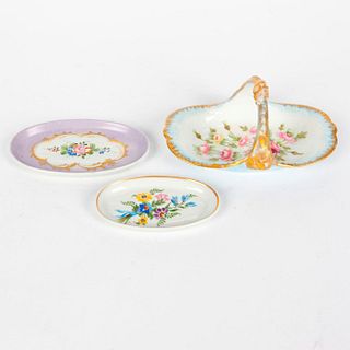 3 SMALL FRENCH PORCELAIN TRINKET OR CANDY DISHES