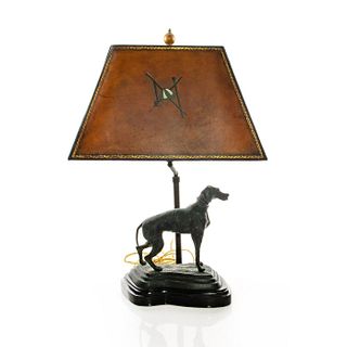 MAITLAND-SMITH BRONZE POINTER DOG TABLE LAMP