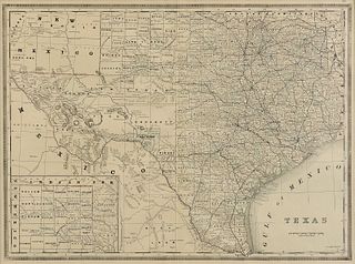 A VINTAGE MAP, "Texas," CIRCA 1890, 