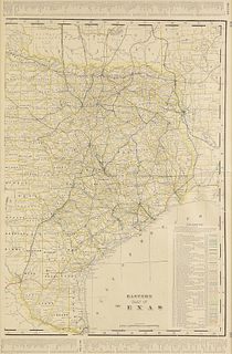 AN ANTIQUE MAP, "Eastern Half of Texas," CIRCA 1901,