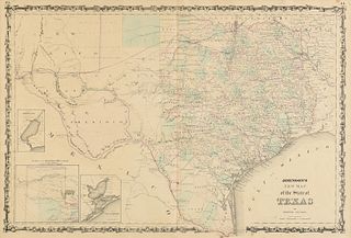 A CIVIL WAR ERA ANTIQUE MAP, "Johnson's New Map of the State Of Texas," NEW YORK, 1860-1863,
