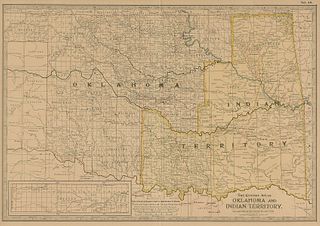 AN ANTIQUE MAP, "The Century Atlas, Oklahoma and Indian Territory," 1897-1933, 