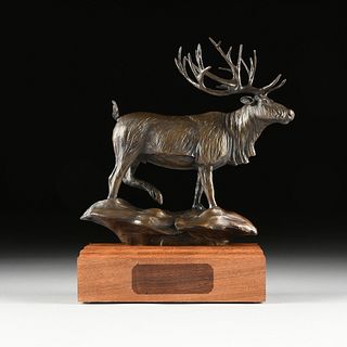 EDD HAYES (American/Texas b. 1945) A BRONZE SCULPTURE, "Elk Stag," 1994,